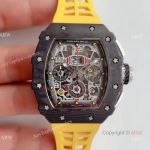 KV Factory V2 Upgraded Carbon & Yellow Band Richard Mille RM11-03 Replica Watch For Sale